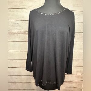 Black Studded Women's Top , Business Casual, Dressy, Lightweight, Office Wear
